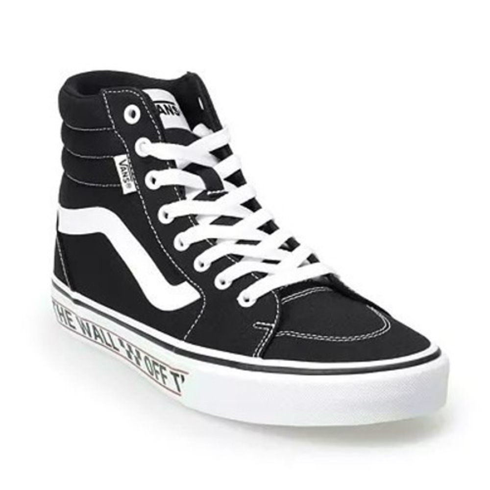 Vans Sk8-Hi Sneakers Kids Size 13 Black White Good Off The Wall Graphic High Top